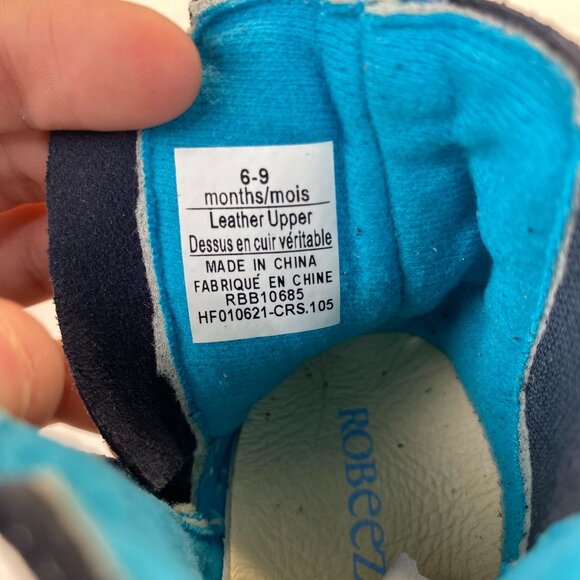Robeez First Kicks Maddox Navy Leather Boot Size 6-9 Months Zipper,Baby, New - Picture 5 of 16